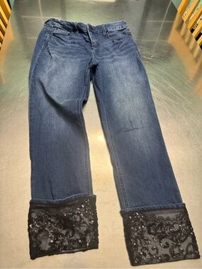Chico’s  So Slimming jeans  with lace cuff trim